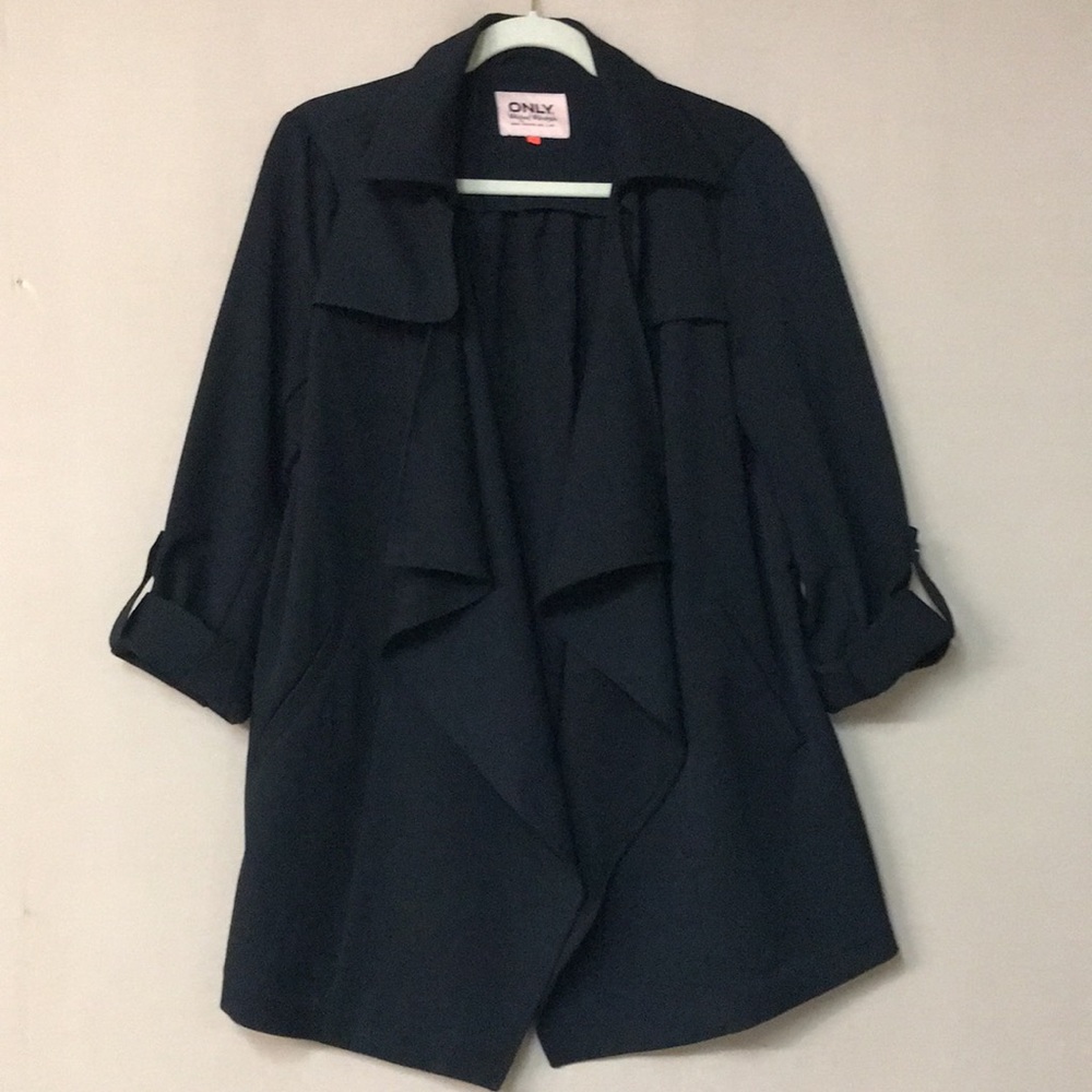 Only Weekend Wardrobe Ladies Black Drapey Long Jacket. Sz M